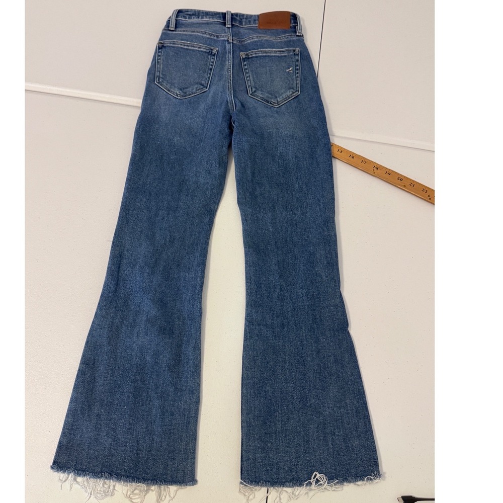 Hidden Jeans High Waisted Wide Leg Distressed Raw Hem Denim HD3136C-DK Blue bb - Picture 9 of 9